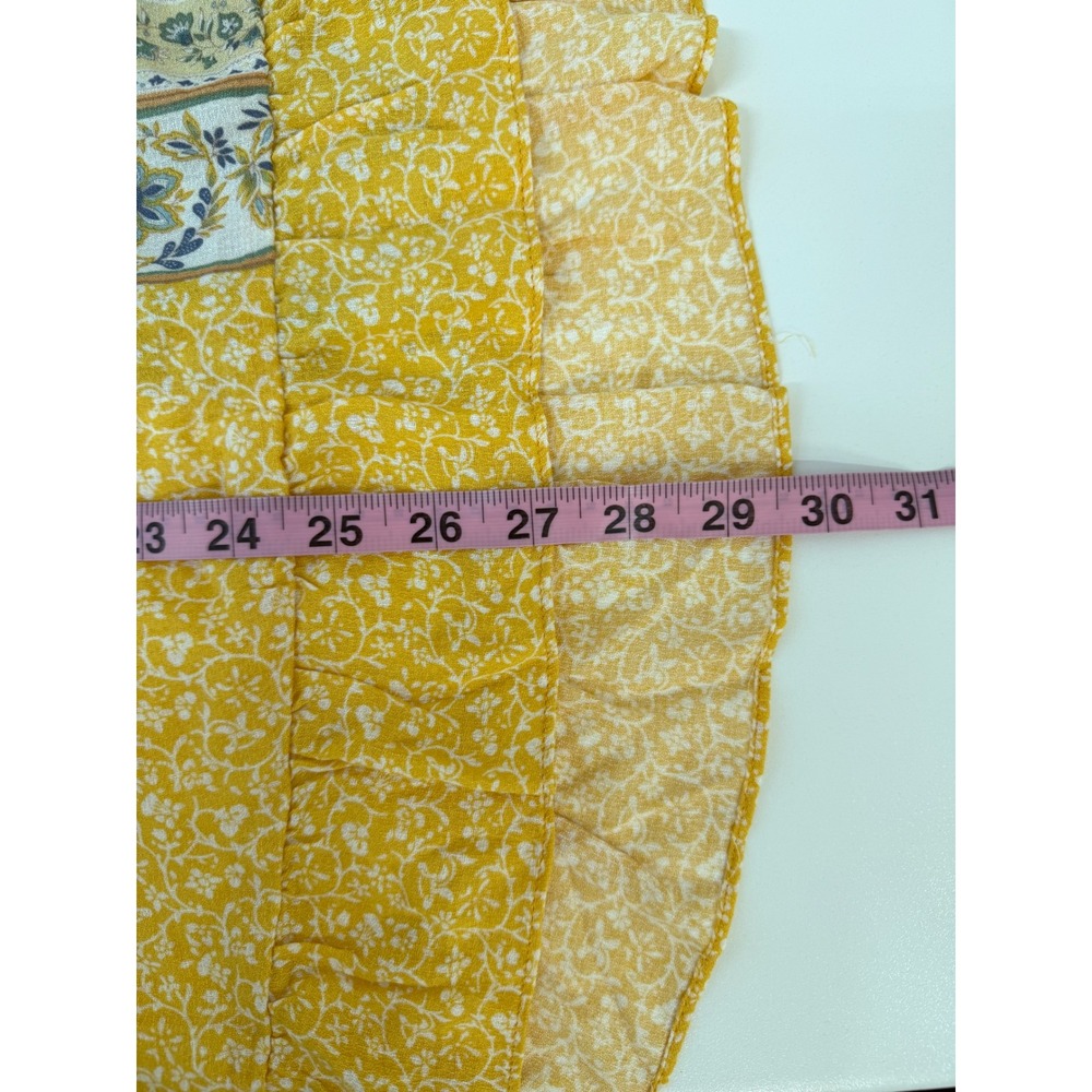 Cynthia Rowley Blouse 2X Yellow Floral Boho Ruffle Bell Sleeve V-Neck Top - Picture 7 of 8